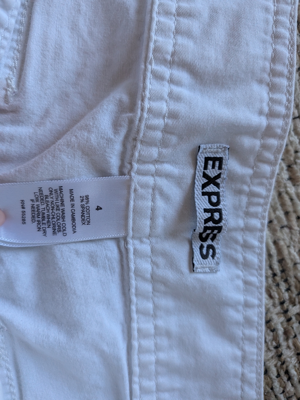 Express White Denim Shorts with Logo Tag - Picture 2 of 4